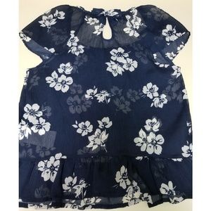Hollister Abercrombie Navy White Floral  XS B120